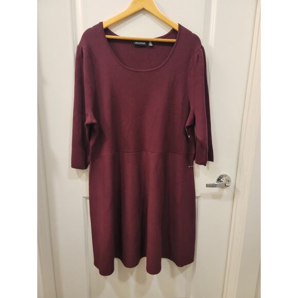 Nina Leonard  Fit & Flare Sweater Dress in Merlot - Picture 1 of 5